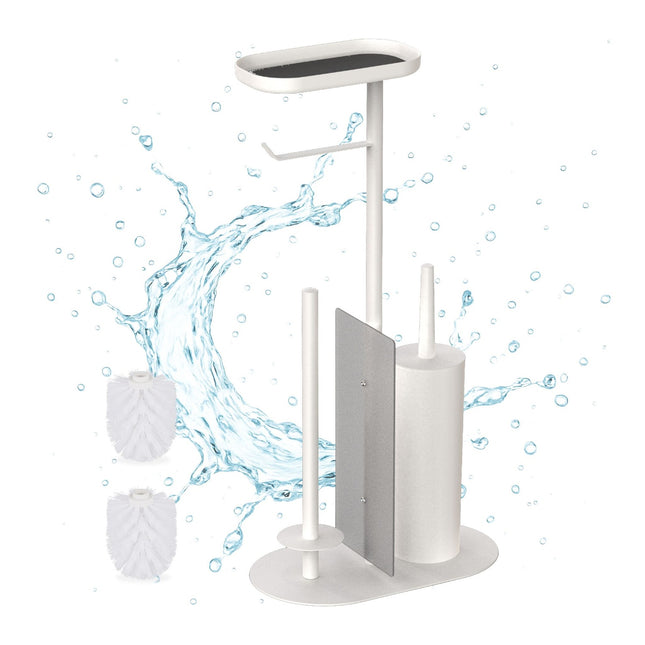 Metalen toiletrolhouder met borstel en plank