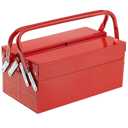 Metal Tool Box 14-Inch, 2-Tier 3-Tray Cantilever, Red