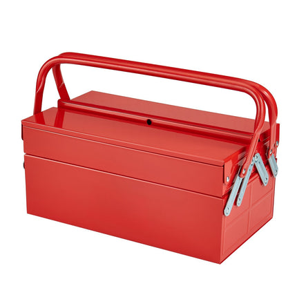 Metal Tool Box 14-Inch, 2-Tier 3-Tray Cantilever, Red