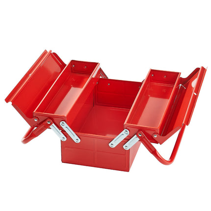 Metal Tool Box 14-Inch, 2-Tier 3-Tray Cantilever, Red