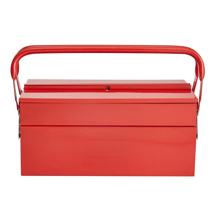 Metal Tool Box 14-Inch, 2-Tier 3-Tray Cantilever, Red