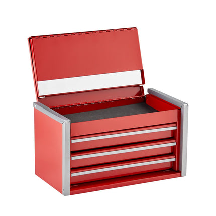 Metal Tool Box, 8.6-Inch, 3-Drawer Portable Tool Chest, Red