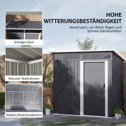 Metal tool shed 1.9 m² with sliding door and window