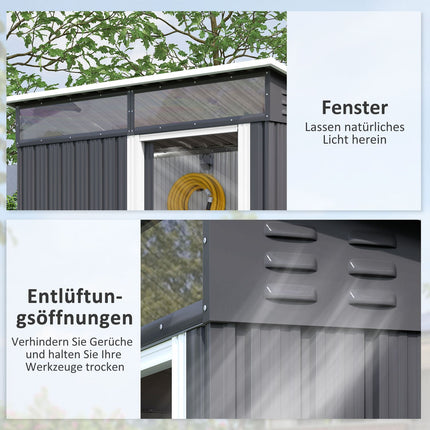 Metal tool shed 1.9 m² with sliding door and window