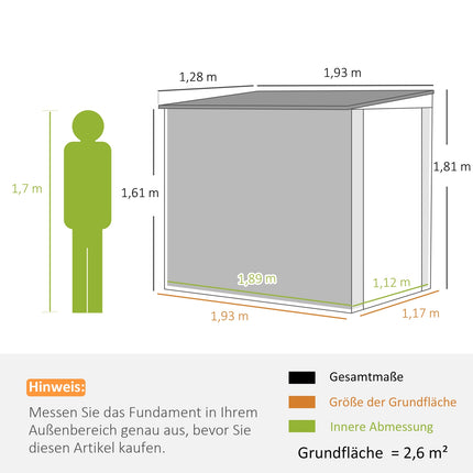 Metal tool shed 2.7 m² - weatherproof with window and lock