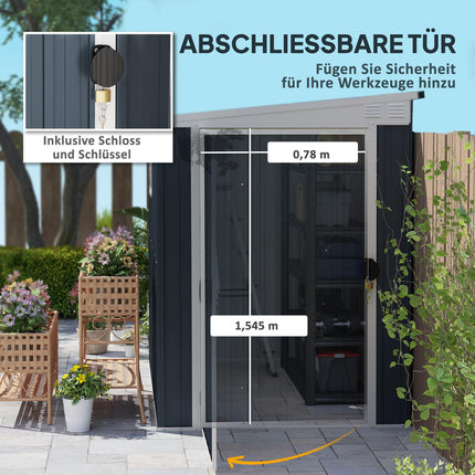 Metal tool shed 2.7 m² - weatherproof with window and lock