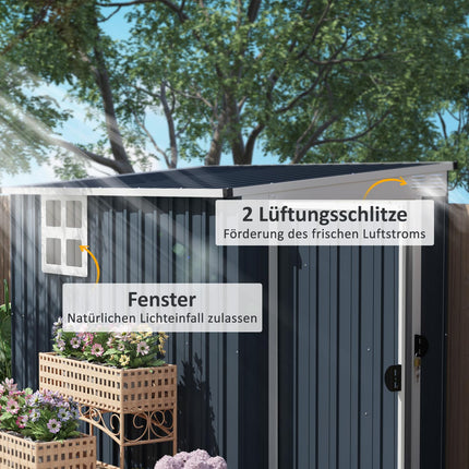 Kovový domek na nářadí – 2.7 m², střecha, odolný povětrnosti