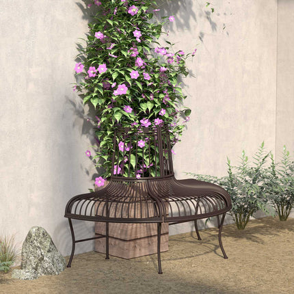 Lavice okolo stromu kovová půlkruhová pro kmeny 37 cm, 135 x 70 x 85 cm