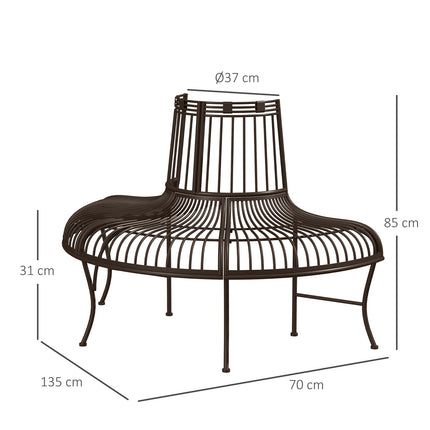 Lavice okolo stromu kovová půlkruhová pro kmeny 37 cm, 135 x 70 x 85 cm