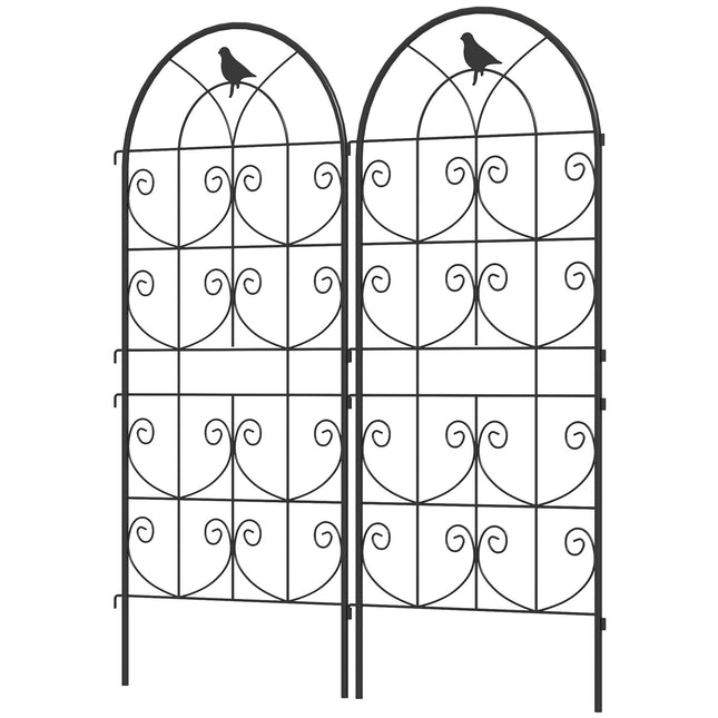 Rustproof metal bird design trellis set, 50x120 cm, 2-pack