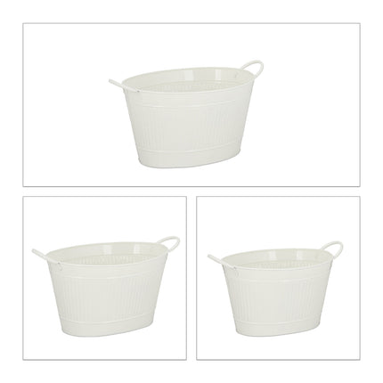 Metal Tub Zinc Look Set of 3