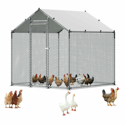 Metal Walk-In Chicken Run 6.56 ft, Cover and Lock