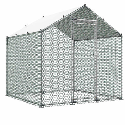Metal Walk-In Chicken Run 6.56 ft, Cover and Lock