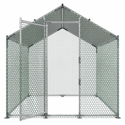 Metal Walk-In Chicken Run 6.56 ft, Cover and Lock