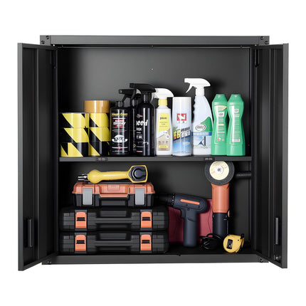 Metal Wall Cabinet 30 x 12.2 x 30 in; Locking, Black, Adjustable Shelf