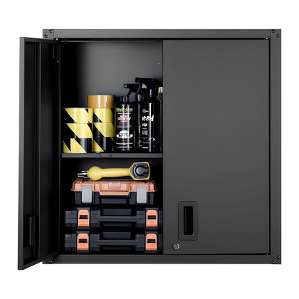 Metal Wall Cabinet 30 x 12.2 x 30 in; Locking, Black, Adjustable Shelf
