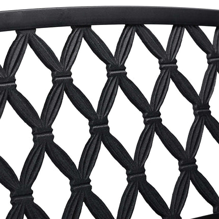 Metal garden bench with braid pattern