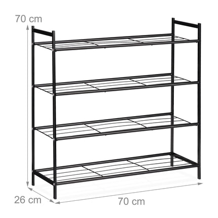 Metal shoe rack with 4 shelves