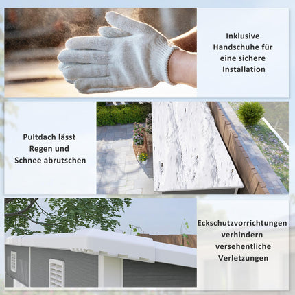Vodotěsný kovový domek na nářadí 2.4 x 1.3 m, šedý