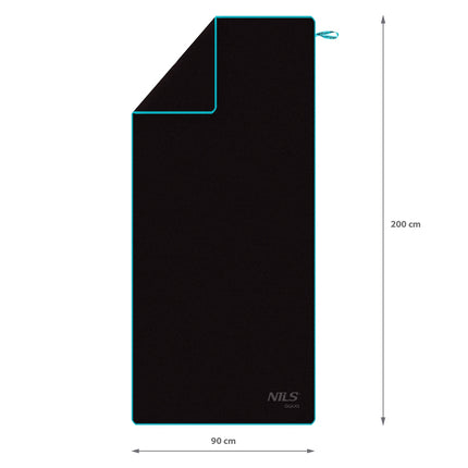 Ručník z mikrovlákna 200x90 cm, černo-modrá