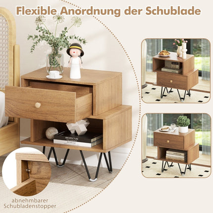 Sada nočních stolků mid-century modern se zásuvkou a poličkou