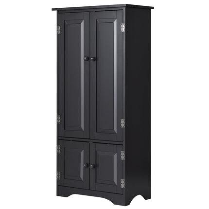 Komoda midi, boční skříňka, highboard, vysoká skříň, dřevo, černá, 59 x 32 x 123 cm