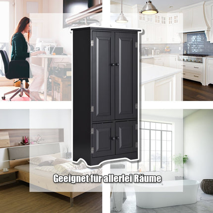 Komoda midi, boční skříňka, highboard, vysoká skříň, dřevo, černá, 59 x 32 x 123 cm