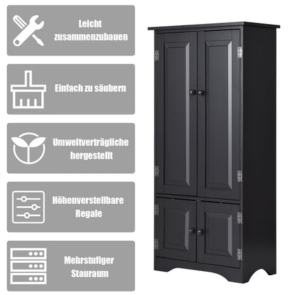 Komoda midi, boční skříňka, highboard, vysoká skříň, dřevo, černá, 59 x 32 x 123 cm