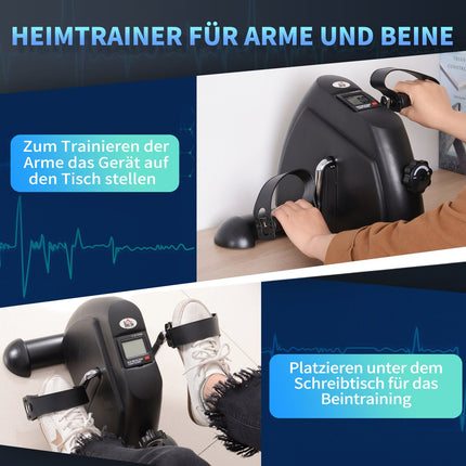 Mini šlapací trenažér, LCD displej, litina, černý