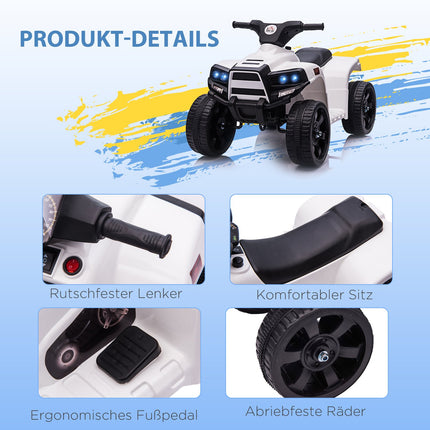 Dětská elektrická čtyřkolka – mini quad se světlometem, černá/bílá