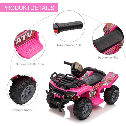 Elektrická dětská mini čtyřkolka ATV, LED světla, růžová