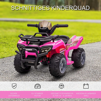 Elektrická dětská mini čtyřkolka ATV, LED světla, růžová
