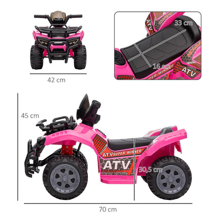 Elektrická dětská mini čtyřkolka ATV, LED světla, růžová