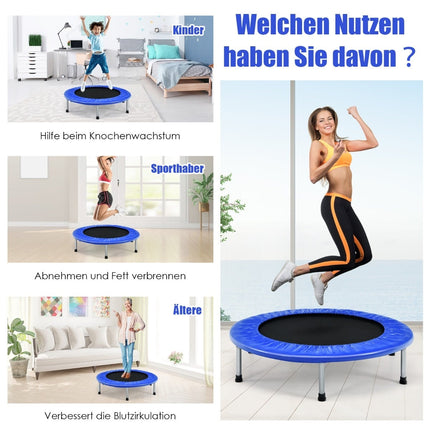 Mini fitness trampolína, 97 cm, skládací, modrá, nosnost 150 kg