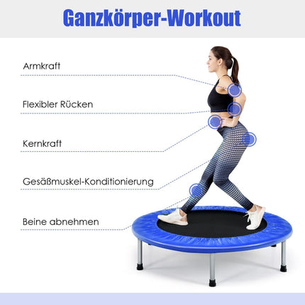 Mini fitness trampolína, 97 cm, skládací, modrá, nosnost 150 kg