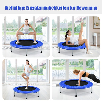 Mini fitness trampolína, 97 cm, skládací, modrá, nosnost 150 kg