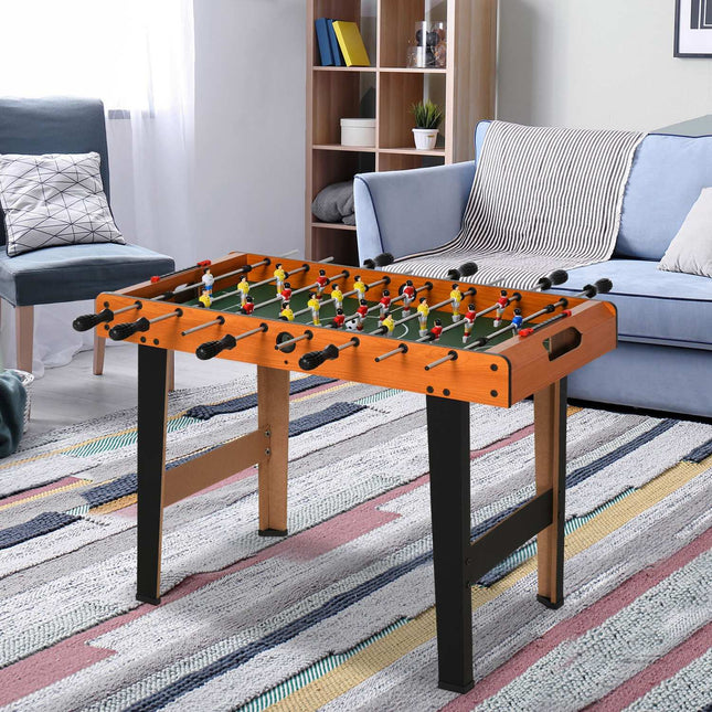Mini-tafelvoetbaltafel met roestvrijstalen stangen, 84,5 x 40 x 61,2 cm, zwart