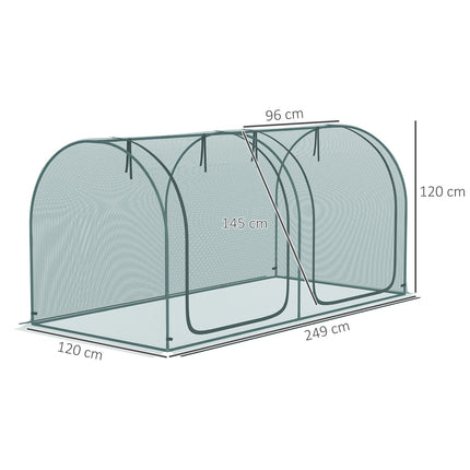 Skleníkový stan pro rostliny s dveřmi – 2.49x1.2m, ocelový rám