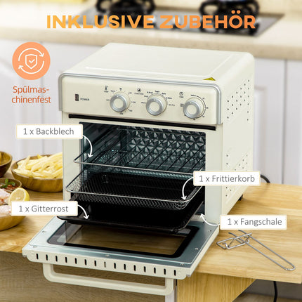 Mini oven, 20L, 7-in-1, air circulation, cream white