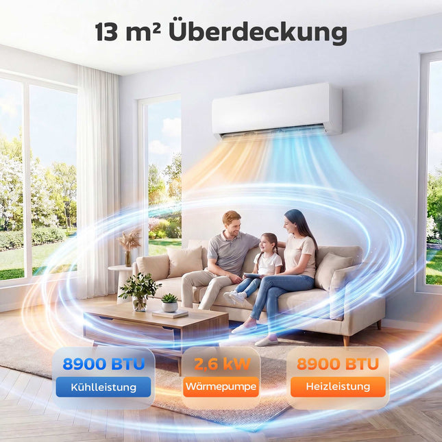 Mini split klimatizace s tepelným čerpadlem, 9000 BTU WiFi invertorová sada