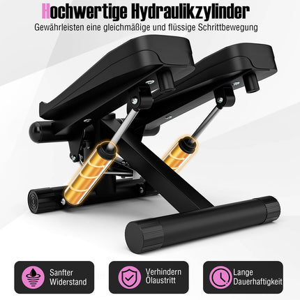 Mini stepper s odporovými gumami – nastavitelný, kompaktní fitness vybavení