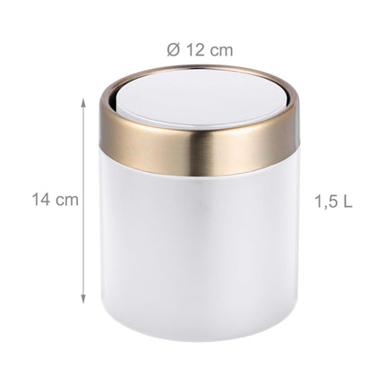 Mini Table Bin, 1.5L, White Metal Swing Lid