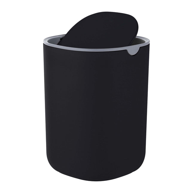Mini stolní koš s výklopným víkem, 1.5L – černý