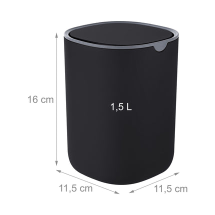 Mini stolní koš s výklopným víkem, 1.5L – černý