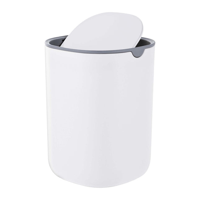 Mini stolní koš s výklopným víkem, 1.5L – bílý