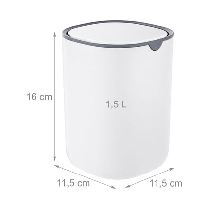 Mini stolní koš s výklopným víkem, 1.5L – bílý