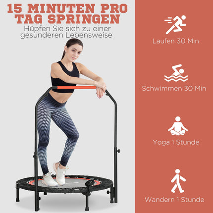 Fitness minitrampolína, 102 cm, nastavitelné madlo, nosnost 100 kg