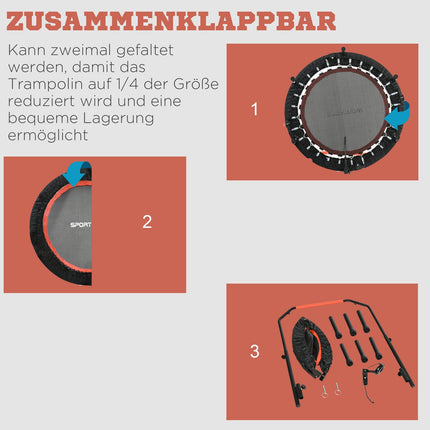 Fitness minitrampolína, 102 cm, nastavitelné madlo, nosnost 100 kg