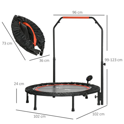 Fitness minitrampolína, 102 cm, nastavitelné madlo, nosnost 100 kg