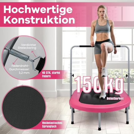 Mini-Trampolin mit verstellbarem Griff, für 2 Personen, Pink